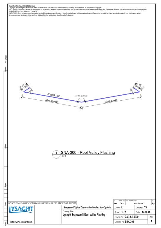 Navigate to SNA-300 - Lysaght Snapseam® Roof Valley Flashing