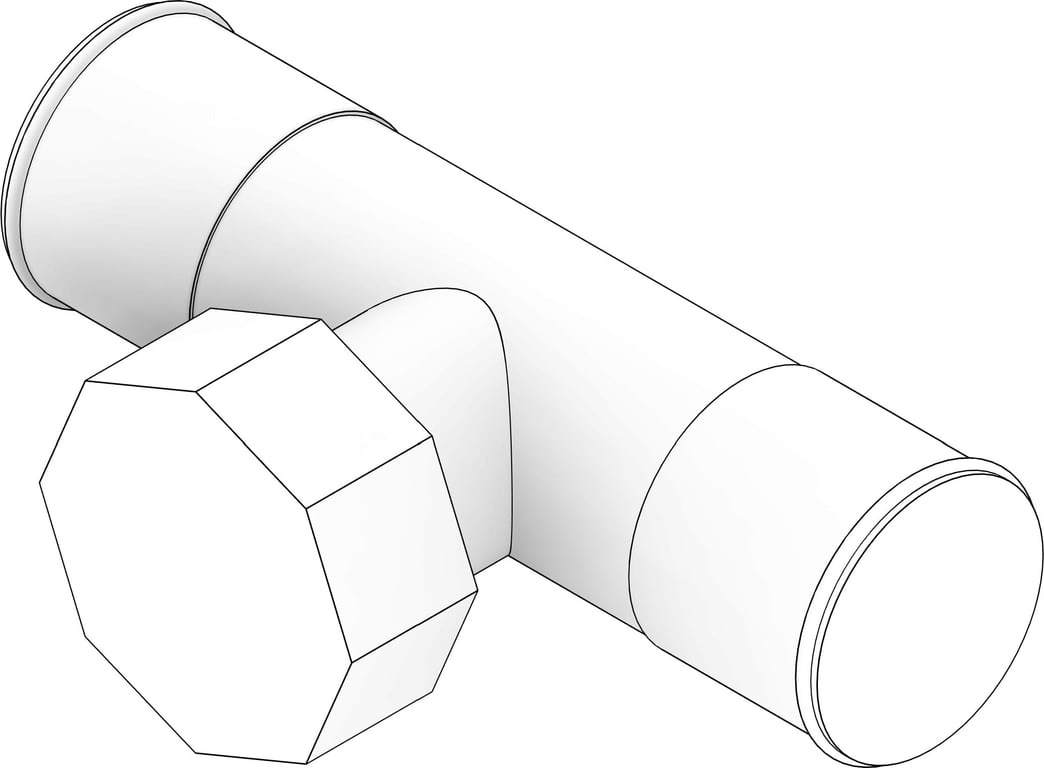 3D Documentation Image of KemPress ThreadedTeeJunction MMKembla Stainless FemaleBSPP-RpThread