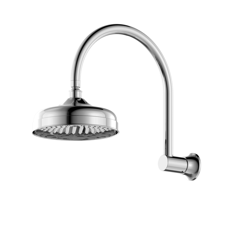 NR508CH+NR508094CH Image of Shower Wall Nero York Arm Rose 200mmHead