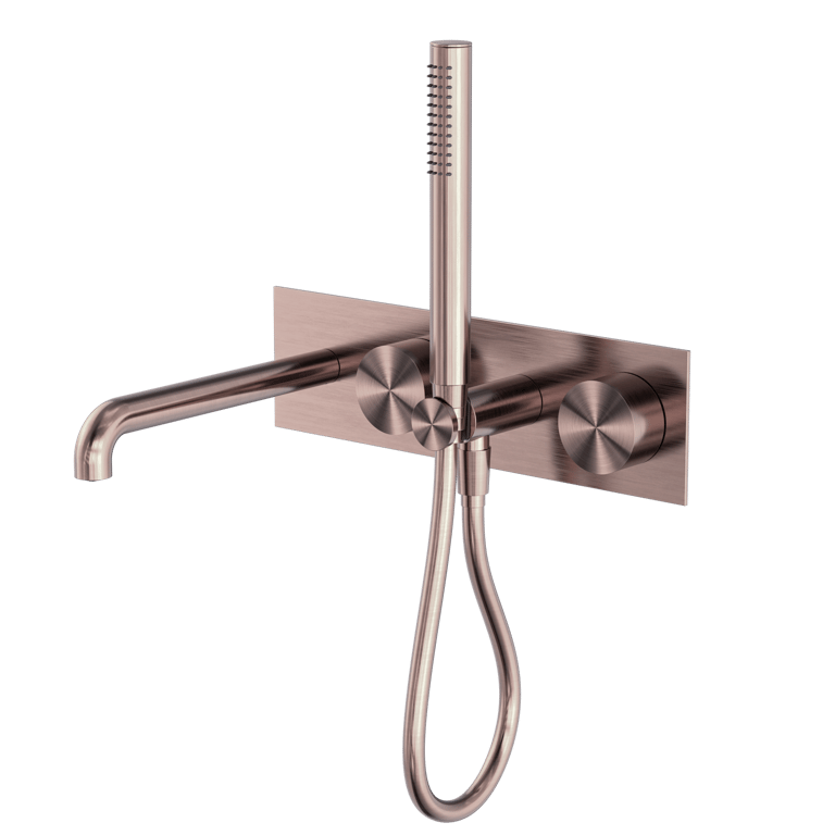 Nero Kara Progressive Shower System With Spout 230mm 250mm NR271903A230BZ Image of TapSet Wall Nero KaraProgressive Shower Spout BackPlate