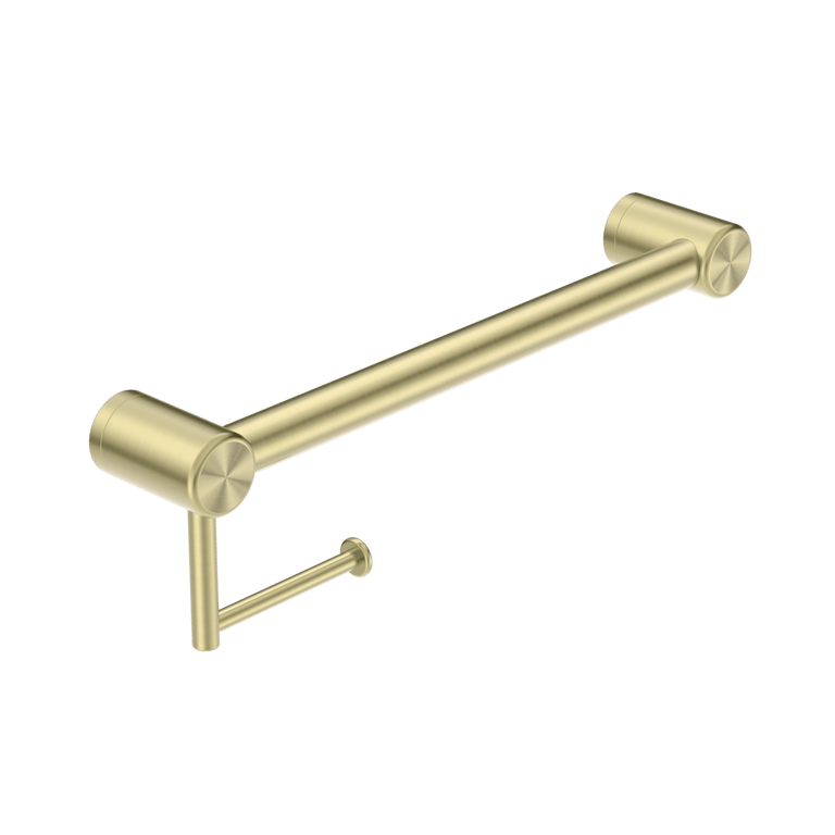 Nero Mecca Care 32mm Grab Rail With Toilet Roll Holder 450mm NRCR3218ABG Image of GrabRail SurfaceMount Nero MeccaCare ToiletRollHolder