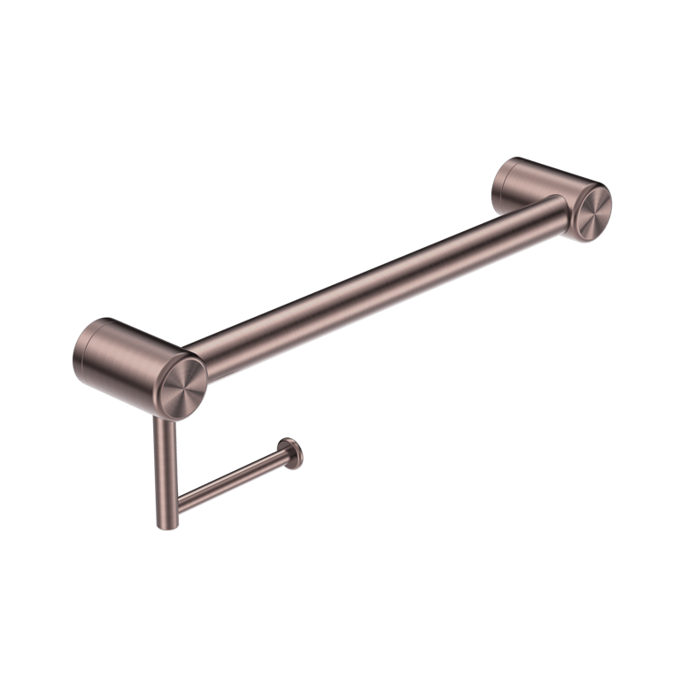 Nero Mecca Care 32mm Grab Rail With Toilet Roll Holder 450mm NRCR3218ABZ Image of GrabRail SurfaceMount Nero MeccaCare ToiletRollHolder