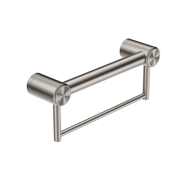 Nero Mecca Care 32mm Grab Rail With Towel Holder NRCR3212BBN Image of GrabRail SurfaceMount Nero MeccaCare TowelHolder