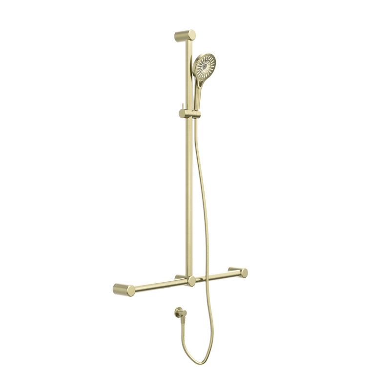 Nero Mecca Care 32mm T Bar Grab Rail And Adjustable Shower Set 1100x750mm NRCS006BG Image of Shower Rail Nero MeccaCare GrabRail Adjustable TBar