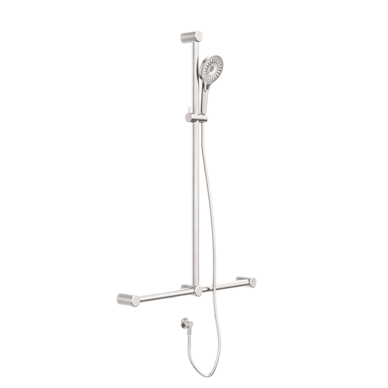 Nero Mecca Care 32mm T Bar Grab Rail And Adjustable Shower Set 1100x750mm NRCS006BN Image of Shower Rail Nero MeccaCare GrabRail Adjustable TBar