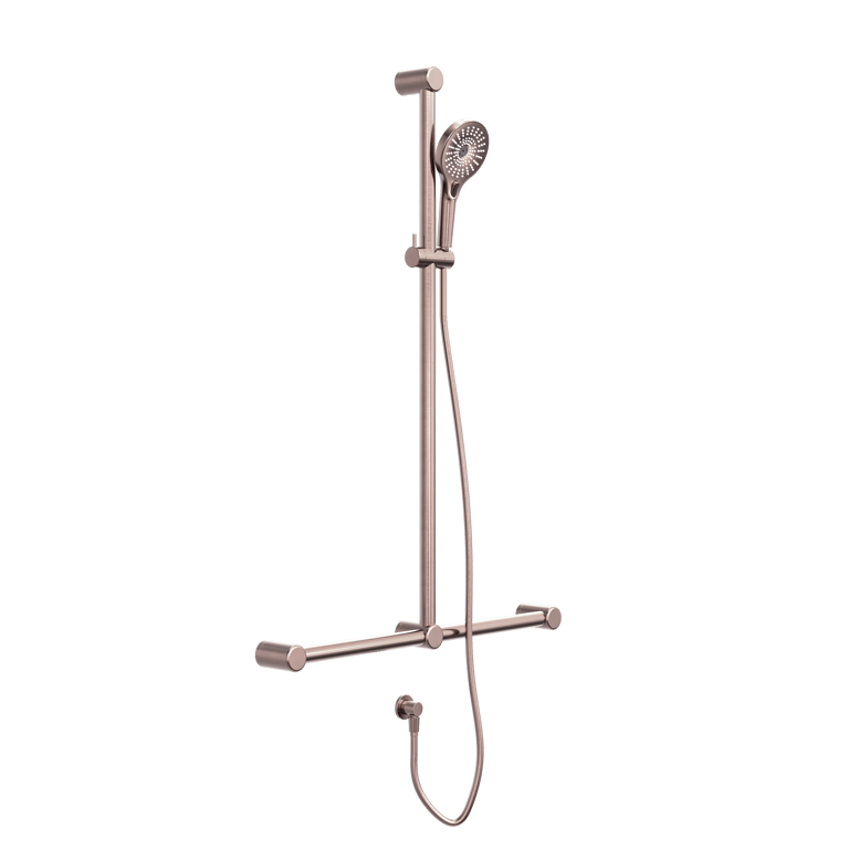 Nero Mecca Care 32mm T Bar Grab Rail And Adjustable Shower Set 1100x750mm NRCS006BZ Image of Shower Rail Nero MeccaCare GrabRail Adjustable TBar