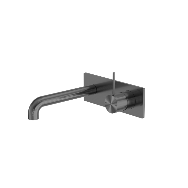 Nero Mecca Wall Basin Bath Mixer Handle Up 120mm 160mm 185mm 230mm 260mm NR221910B120GM Image of MixerSet Wall Nero Mecca Basin Bath HandleUp