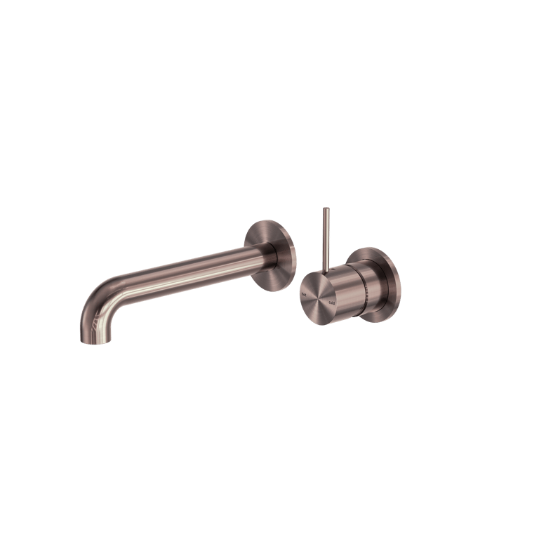 Nero Mecca Wall Basin Bath Mixer Separate Back Plate Handle Up 120mm 160mm 185mm 230mm 260mm NR221910D120BZ Image of MixerSet Wall Nero Mecca Basin Bath Split HandleUp