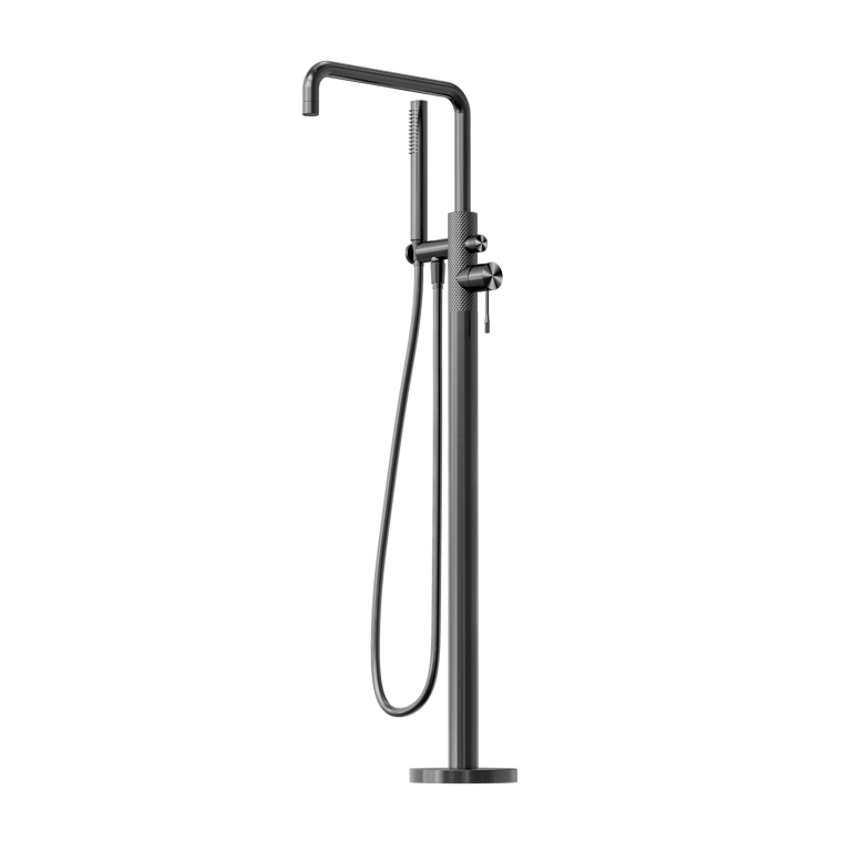 Nero Opal Free Standing Bath Mixer With Hand Shower NR251903AGR Image of Mixer Freestanding Nero Opal HandShower