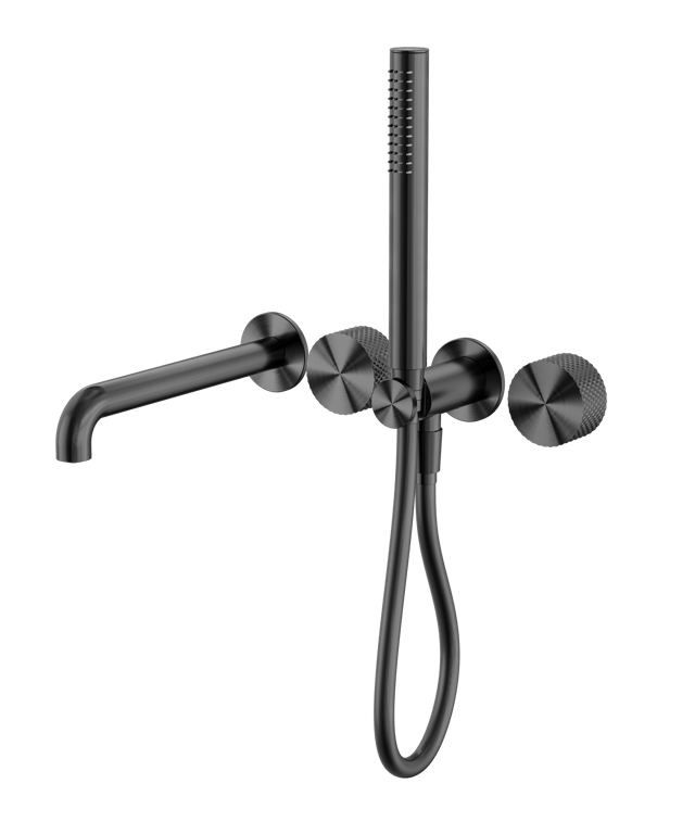 Nero Opal Progressive Shower System Separate Plate With Spout 230mm 250mm NR252003B230GR Image of MixerSet Shower Nero Opal Progressive Split