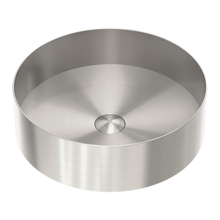 Nero Round 400mm Stainless Steel Basin NRB401RBN Image of Basin AboveCounter Nero StainlessSteel