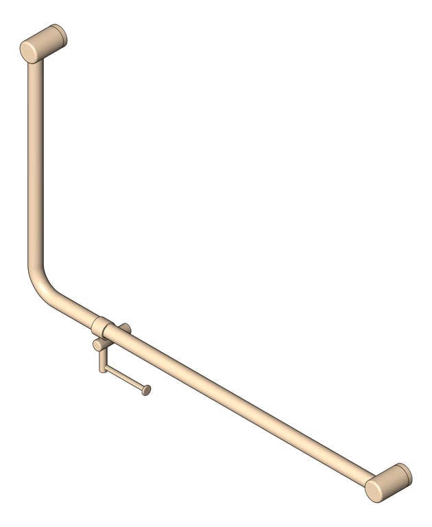 GrabRail 90Deg Nero Ambulant BentTube 1000mm ToiletRollHolder