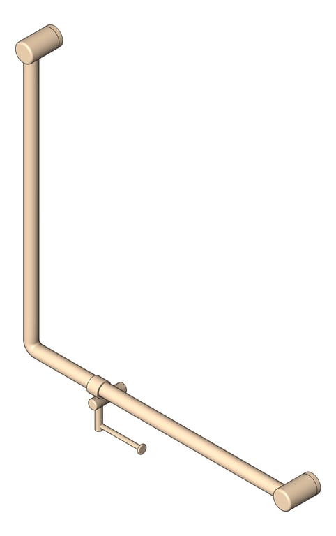 GrabRail 90Deg Nero Ambulant BentTube 750mm ToiletRollHolder