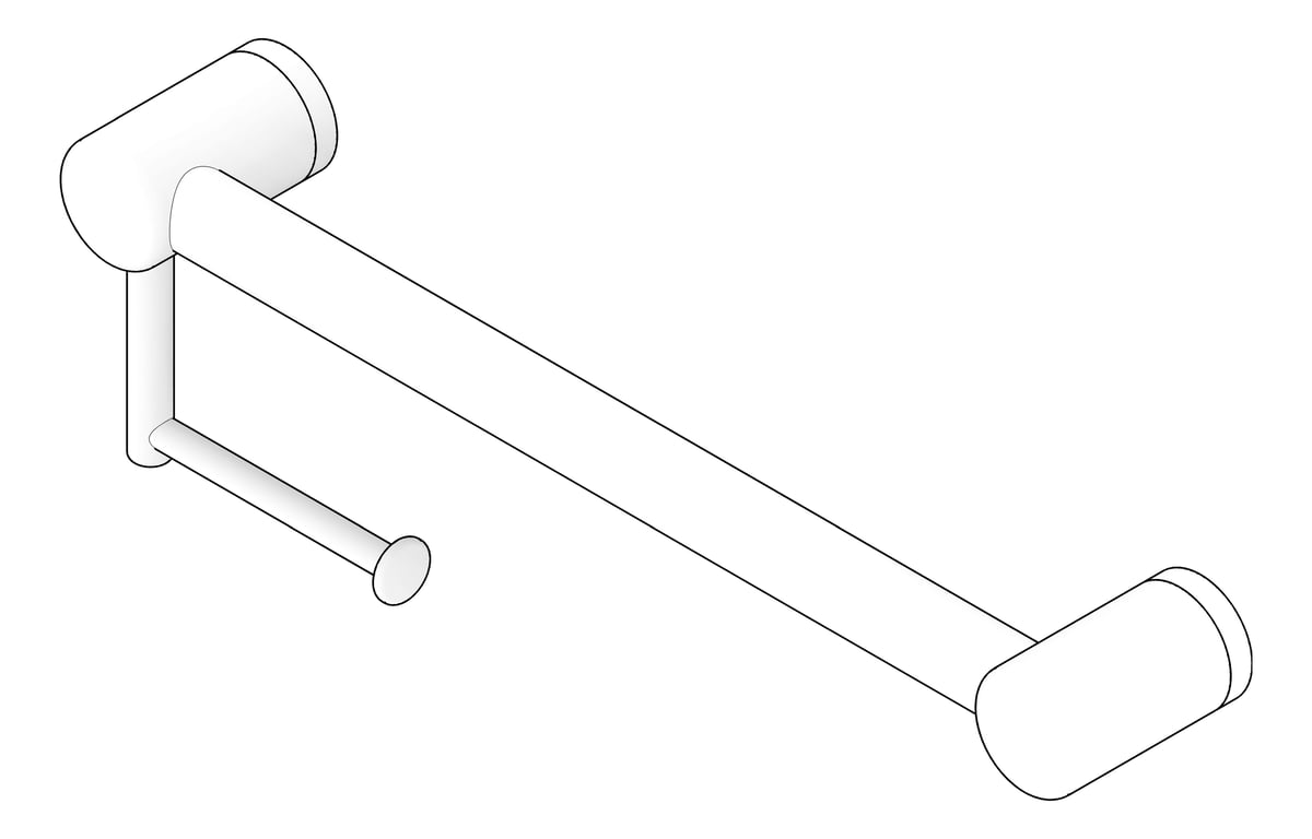 3D Documentation Image of GrabRail SurfaceMount Nero MeccaCare ToiletRollHolder