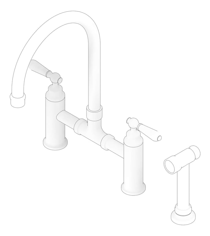 3D Documentation Image of MixerSet Kitchen Nero YorkBridge HandSpray