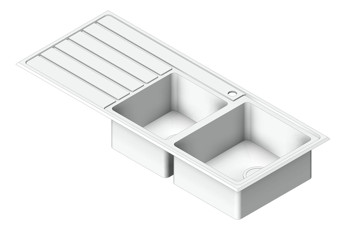 Sink Kitchen Oliveri Apollo OneAndThreeQuarterBowl Topmount Drainer RHS