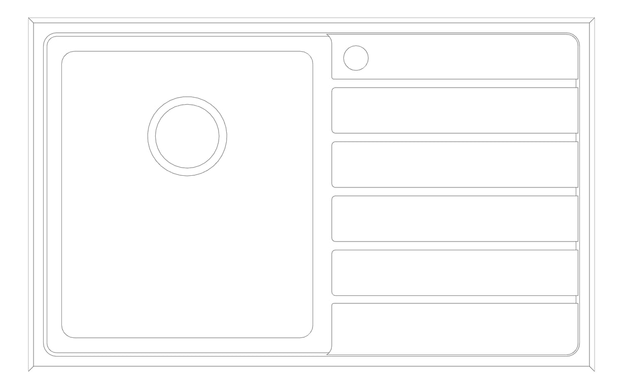 Plan Image of Sink Kitchen Oliveri Apollo SingleBowl Drainer LHS