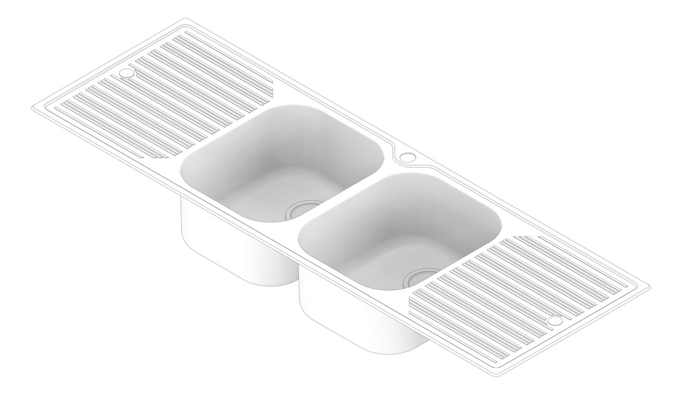 3D Documentation Image of Sink Kitchen Oliveri Diaz DoubleBowl DoubleDrainer