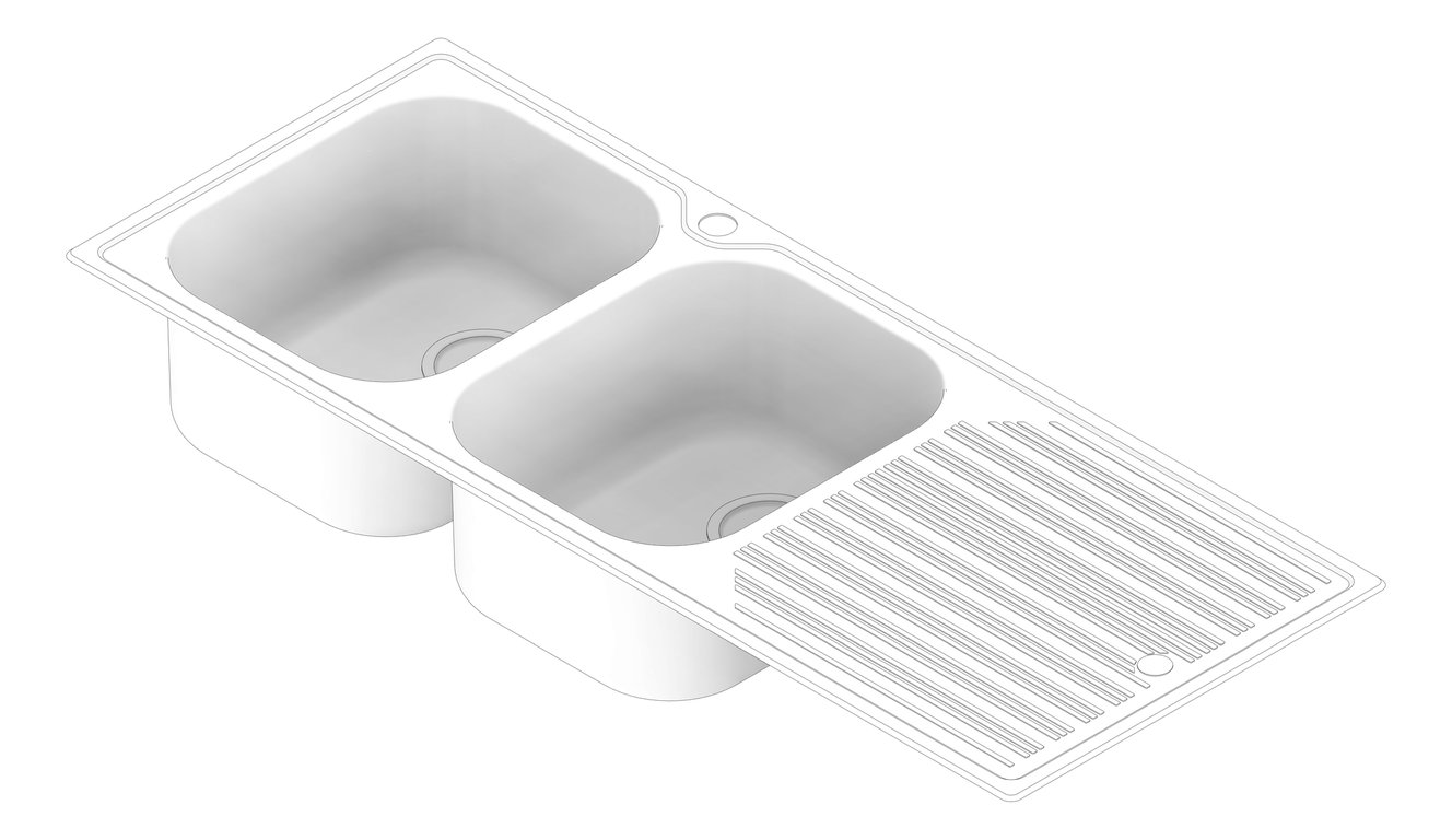 3D Documentation Image of Sink Kitchen Oliveri Diaz DoubleBowl Topmount Drainer LHS