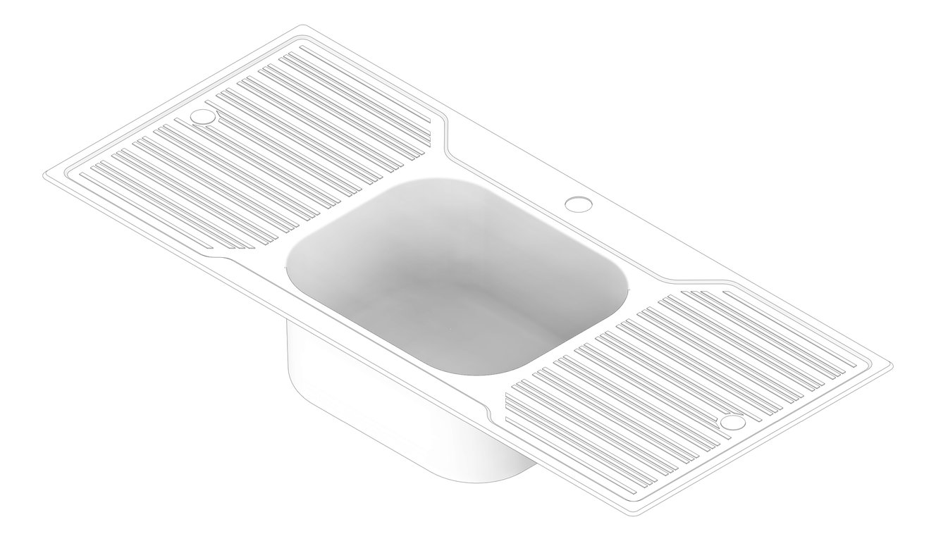 3D Documentation Image of Sink Kitchen Oliveri Diaz SingleBowl DoubleDrainer