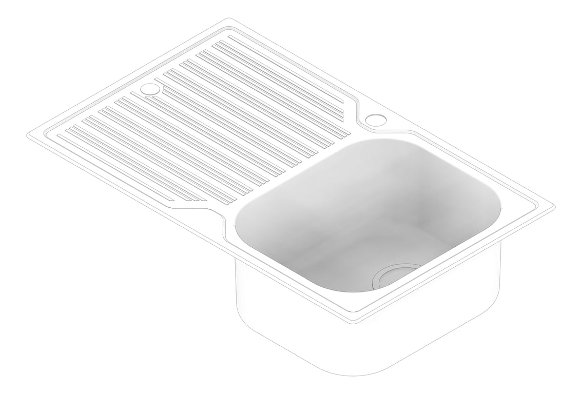 3D Documentation Image of Sink Kitchen Oliveri Diaz SingleBowl Drainer RHS