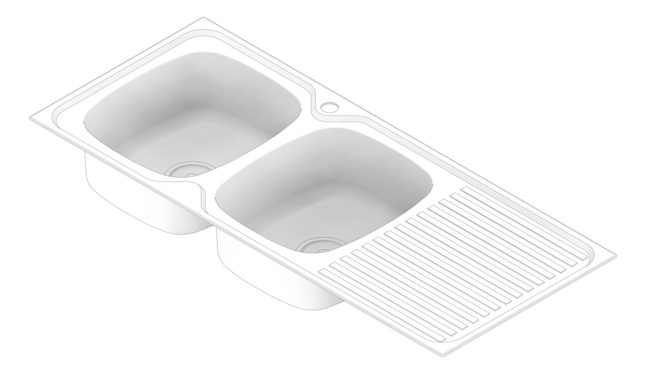 3D Documentation Image of Sink Kitchen Oliveri Endeavour DoubleBowl Drainer LHS