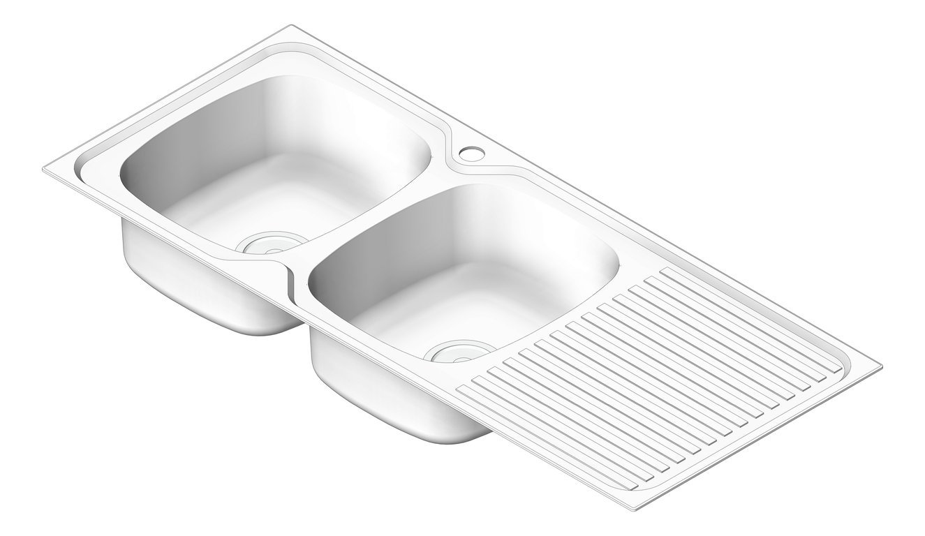 Sink Kitchen Oliveri Endeavour DoubleBowl Drainer LHS