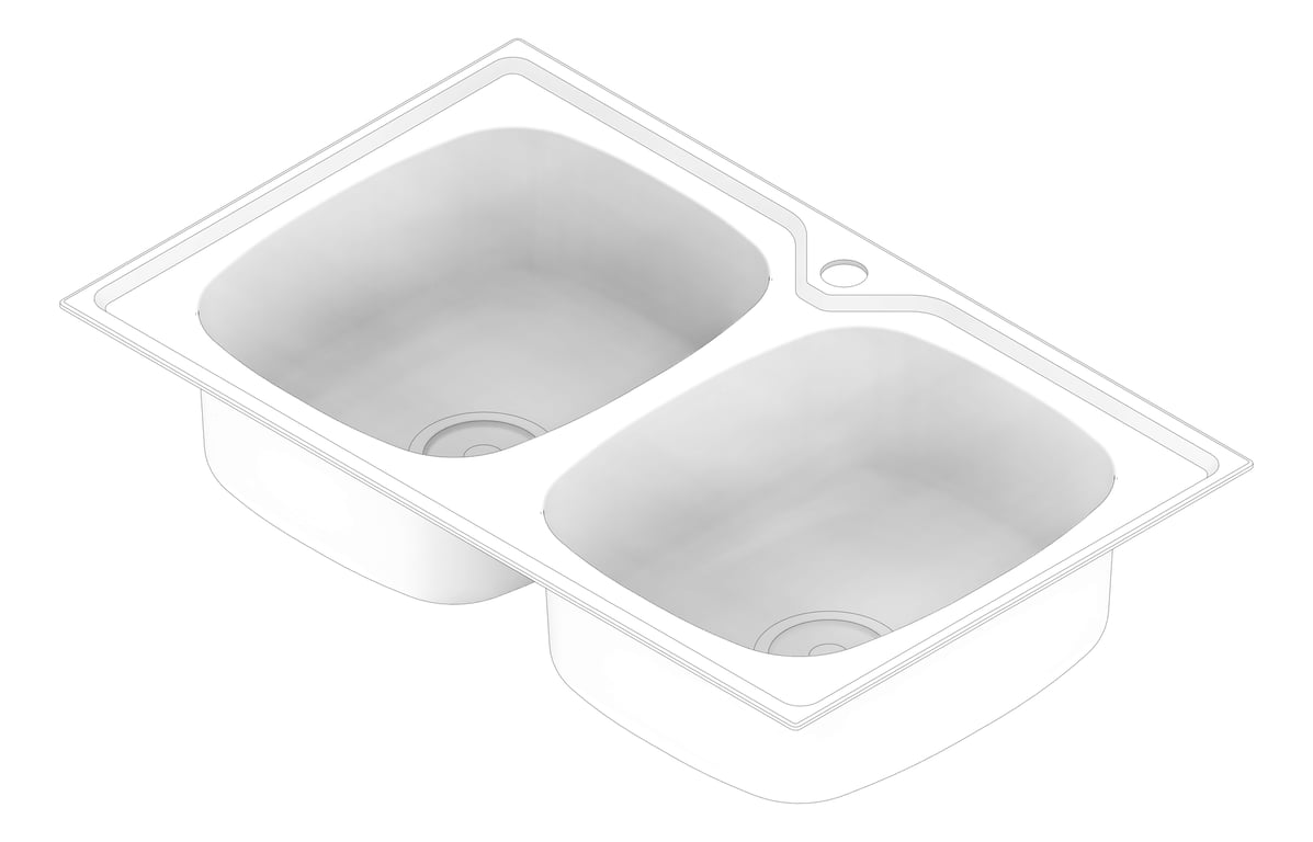3D Documentation Image of Sink Kitchen Oliveri Endeavour DoubleBowl Topmount