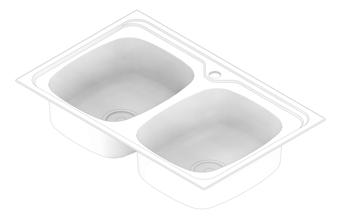 3D Documentation Image of Sink Kitchen Oliveri Endeavour DoubleBowl Universal
