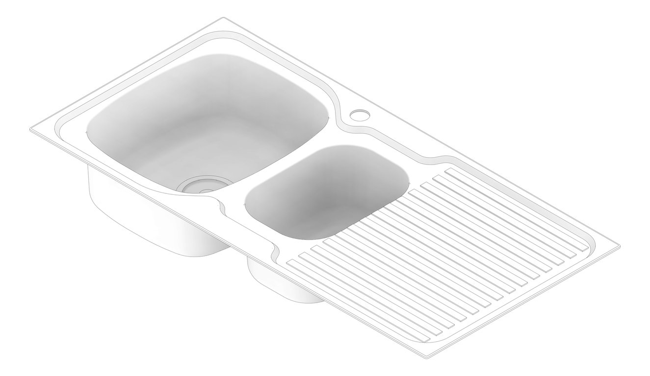 3D Documentation Image of Sink Kitchen Oliveri Endeavour OneAndHalfBowl Drainer LHS