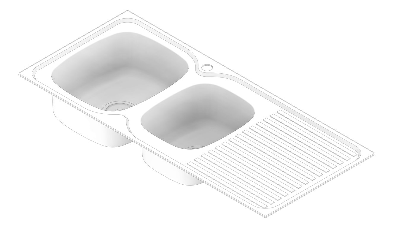 3D Documentation Image of Sink Kitchen Oliveri Endeavour OneAndThreeQuarter Drainer LHS