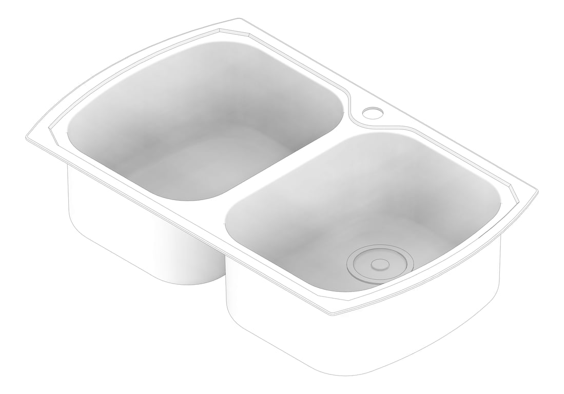 3D Documentation Image of Sink Kitchen Oliveri Monet DoubleBowl Topmount