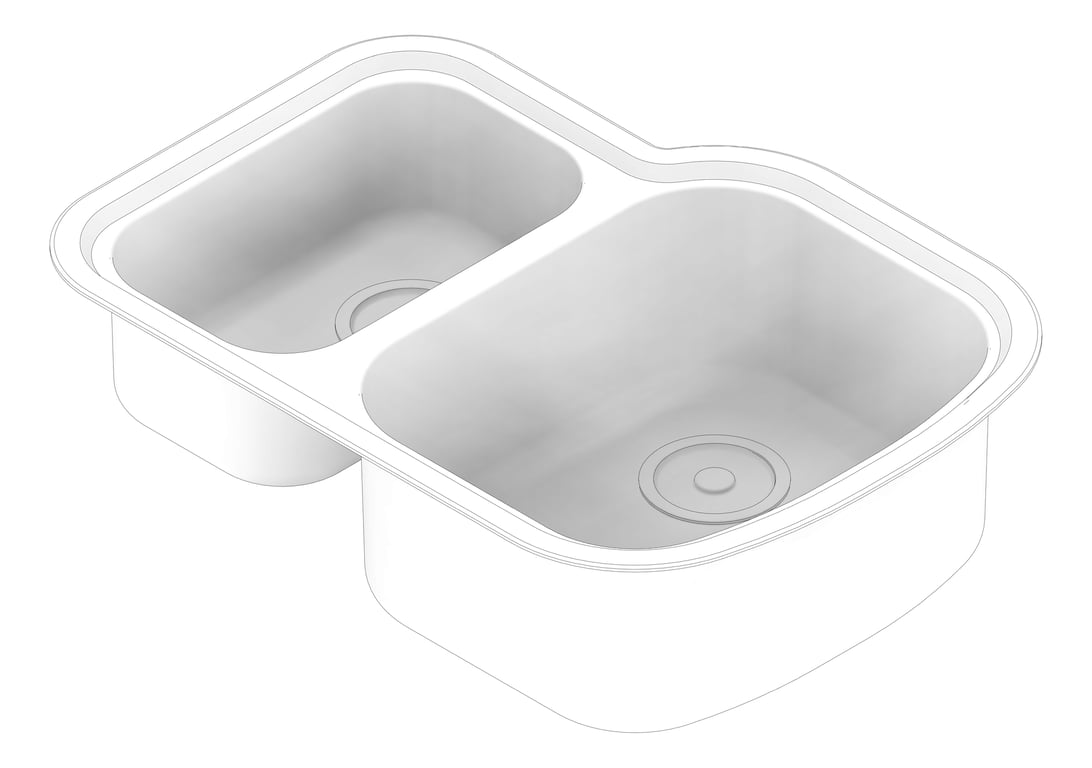 3D Documentation Image of Sink Kitchen Oliveri Monet OneAndHalfBowl RHS