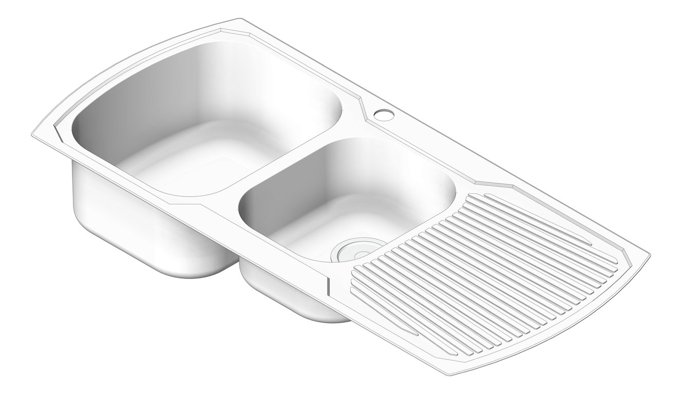 Navigate to Sink Kitchen Oliveri Monet OneAndThreeQuarterBowl Topmount Drainer LHS