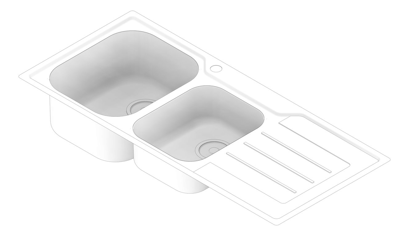 3D Documentation Image of Sink Kitchen Oliveri ProjectSinks OneAndThreeFourthBowl Left