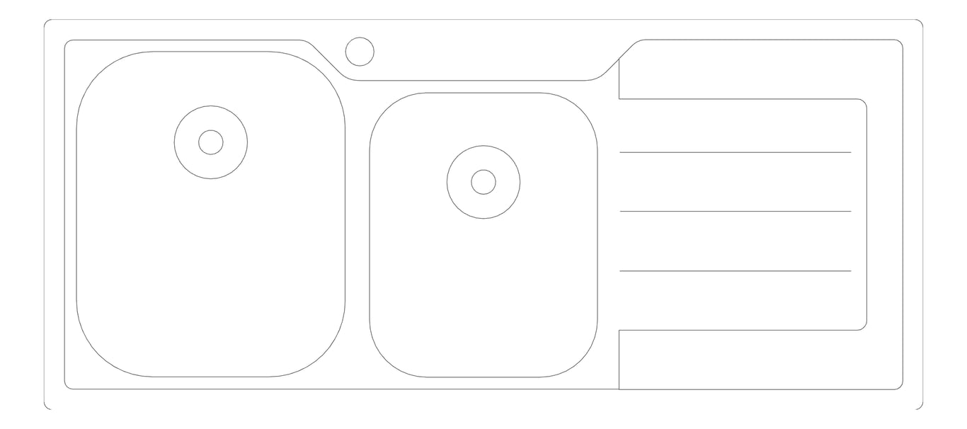 Plan Image of Sink Kitchen Oliveri ProjectSinks OneAndThreeFourthBowl Left