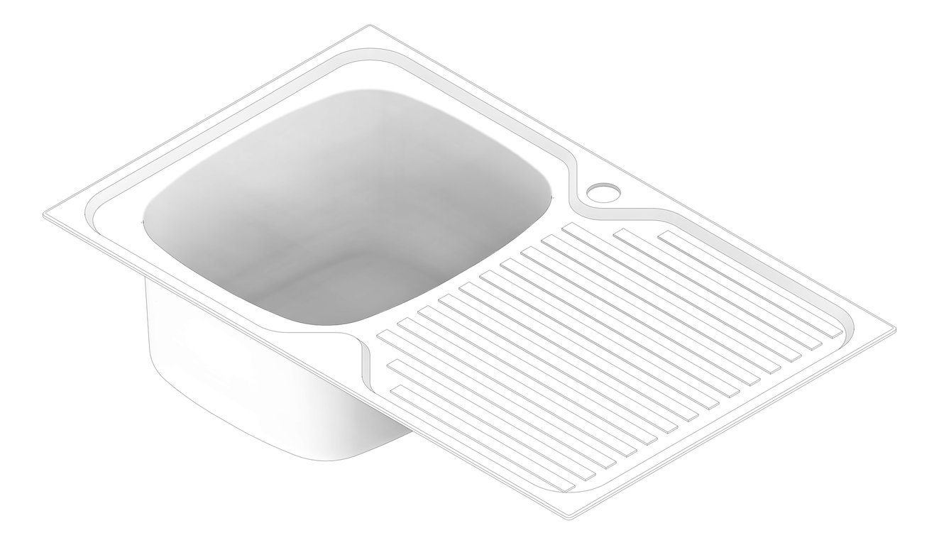 3D Documentation Image of Sink Kitchen Oliveri ProjectSinks SingleBowl Drainer LHS
