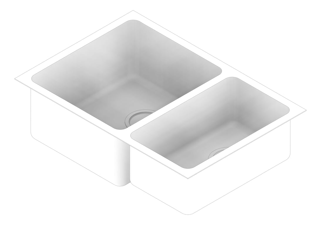 3D Documentation Image of Sink Kitchen Oliveri ProjectSinks ThreeFourthAndHalfBowl Universal