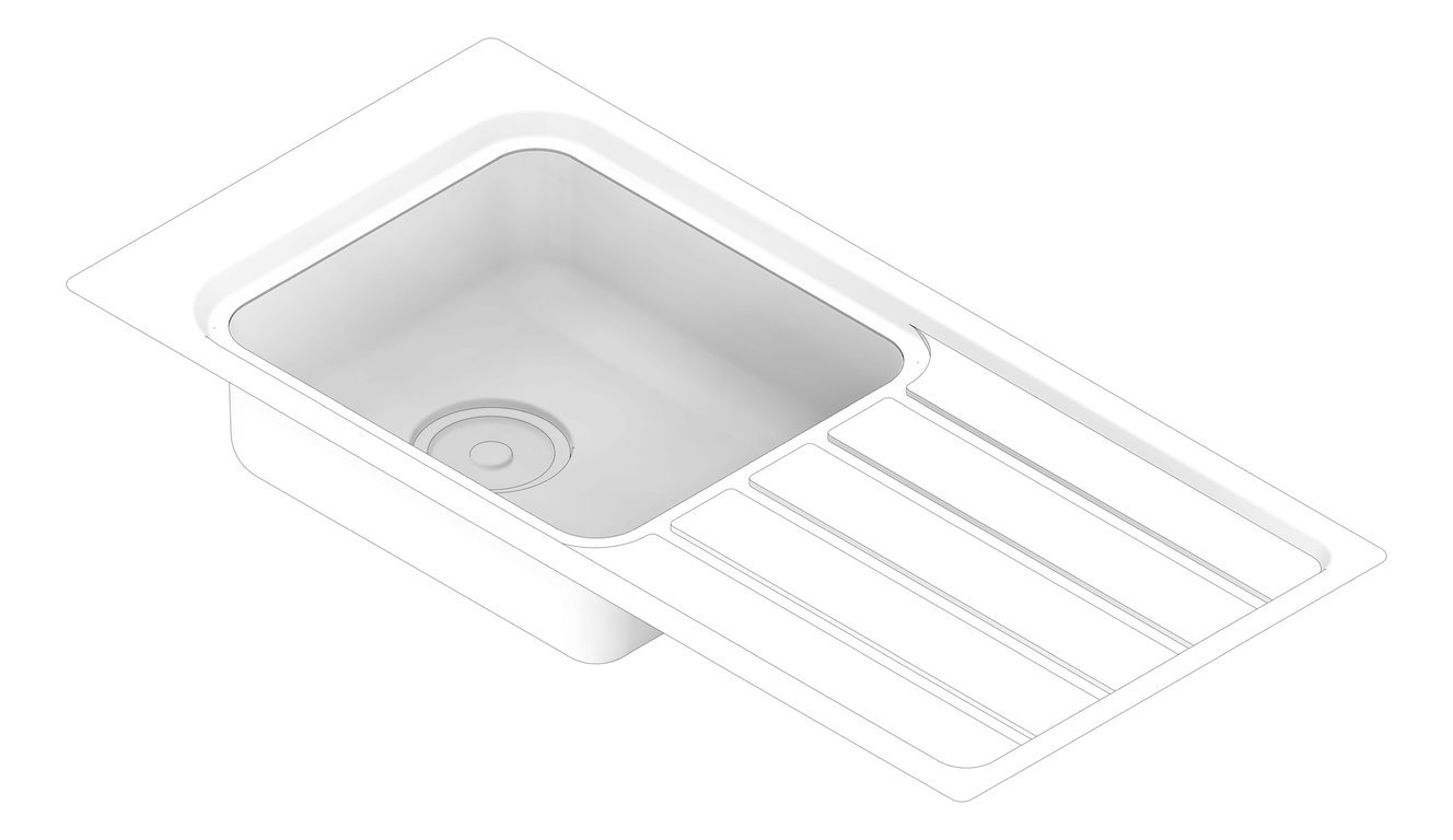 3D Documentation Image of Sink Kitchen Oliveri Puro Care Topmount Drainer