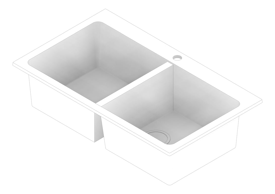 3D Documentation Image of Sink Kitchen Oliveri Santorini DoubleBowl Topmount