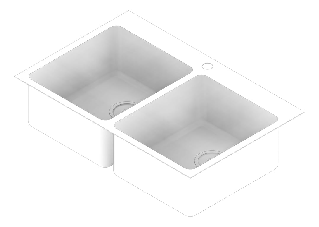 3D Documentation Image of Sink Kitchen Oliveri Sonetto DoubleBowl Topmount