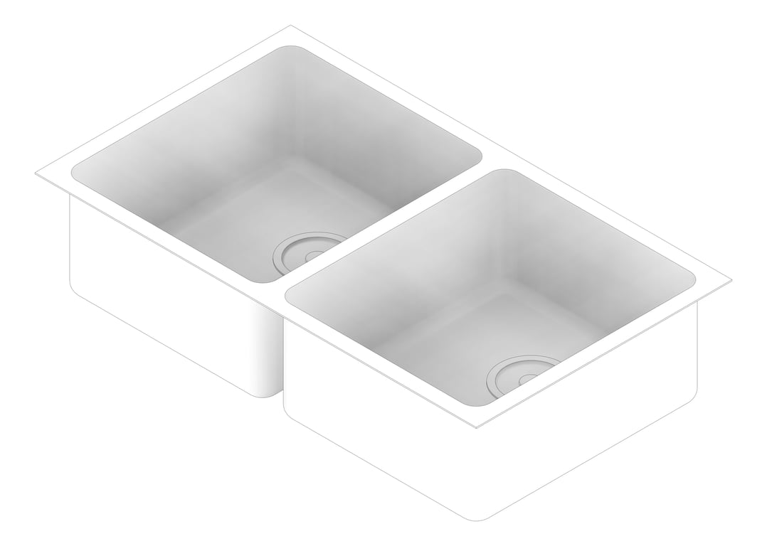 3D Documentation Image of Sink Kitchen Oliveri Sonetto DoubleBowl Undermount