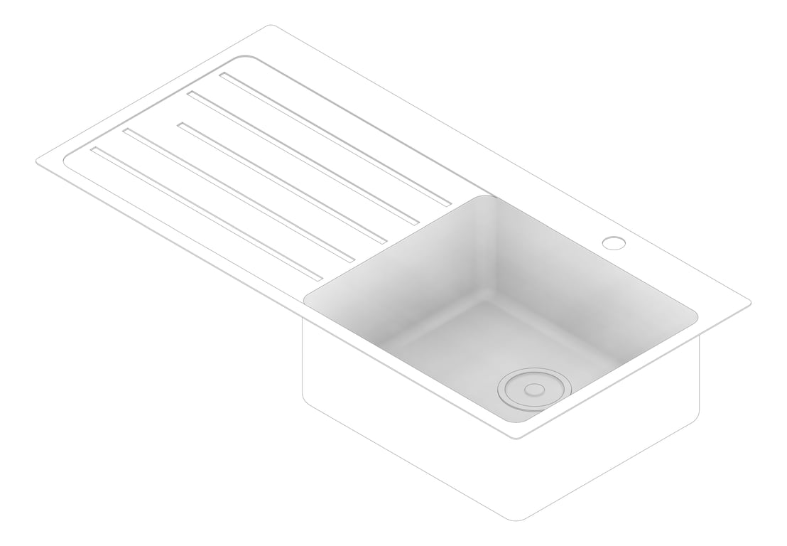 3D Documentation Image of Sink Kitchen Oliveri Sonetto SingleBowl Drainer RHS