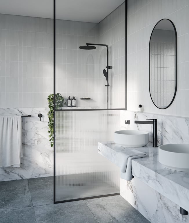 123-7900-10 123-7800-10 123-8400-00 123-8030-10 606-6500-10 Phoenix Lexi MKII Bathroom Lifestyle RGB Image of Shower Twin Phoenix NXQuil