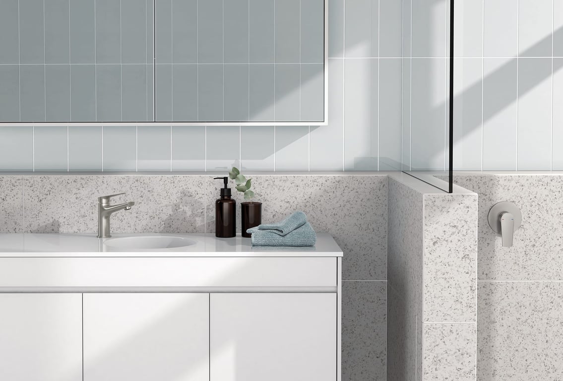 151-7700-40 151-7805-40 Arlo Basin Mixer and Shower Wall Mixer Hero RGB Image of Mixer Basin Phoenix Arlo
