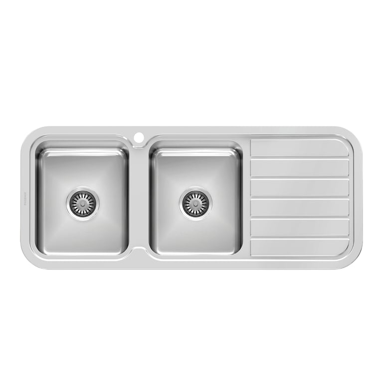 300-2111-50 1000 Series Double LH Bowl Sink with Drainer with Hole Image of Sink Kitchen Phoenix 1000Series Double Drainer Left