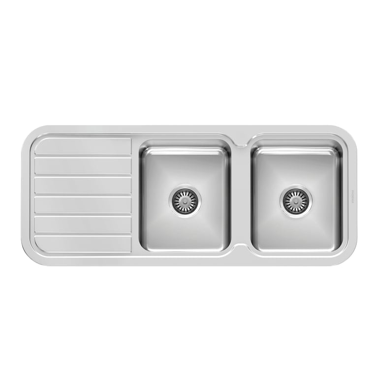 300-2301-50 1000 Series Double Bowl Sink with Drainer No Hole Image of Sink Kitchen Phoenix 1000Series Double Drainer Right