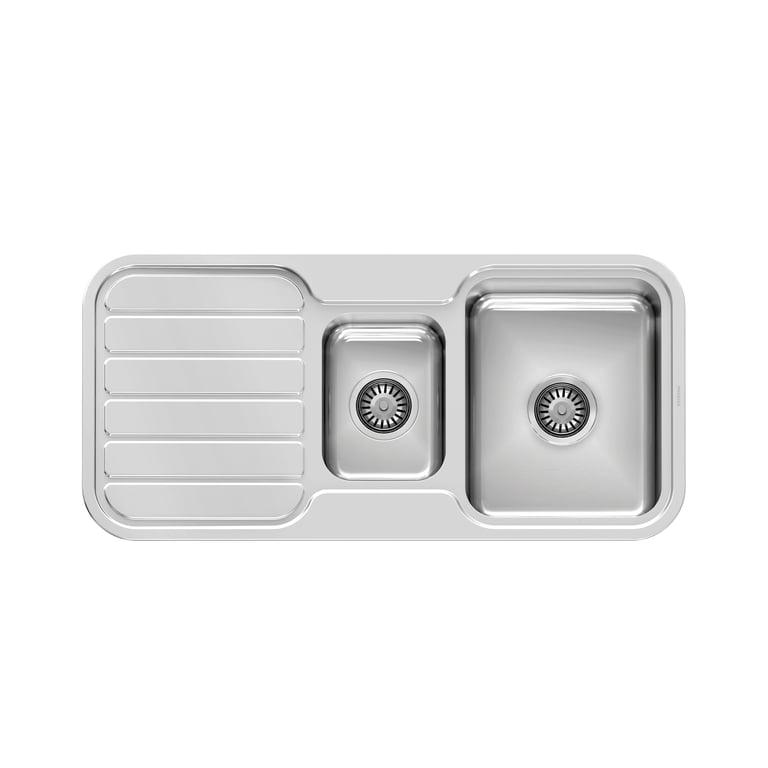 300-4301-50 1000 Series 1-1 3 Bowl Sink with Drainer No Hole Image of Sink Kitchen Phoenix 1000Series OneAndOneThird Drainer Right