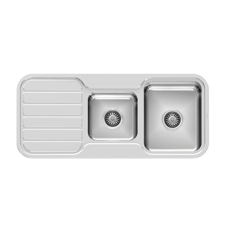 300-5301-50 1000 Series 1-3 4 Bowl Sink with Drainer No Hole Image of Sink Kitchen Phoenix 1000Series OneAndThreeFourth Drainer Right