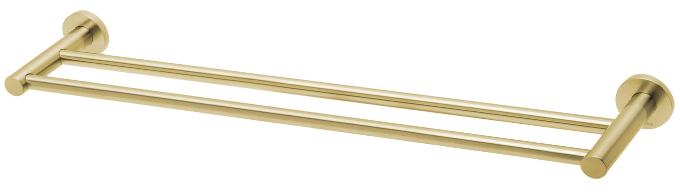 RA813-12 Radii Double Towel Rail 600mm Round Plate Image of TowelRail Double Phoenix Radii 600 RoundPlate